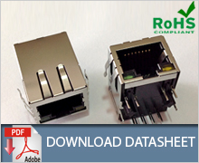 RJ45 side entry Ethernet Jack with LED